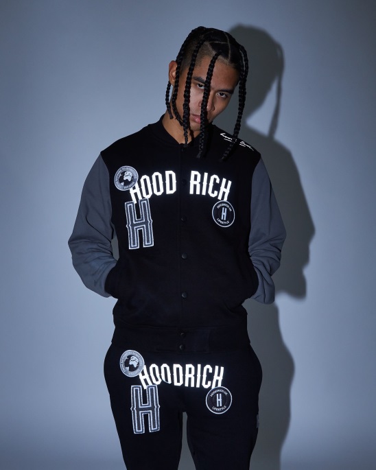 Hoodrich Black/Iron Gate/reflektierende Und Pazifische College-Jacke
