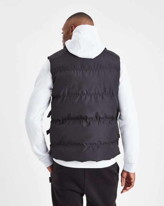 Schwarz/weiße Kapuzenweste Aus Karbon