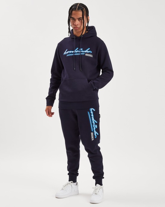 Marineblauer/weißer/azurblauer Hoodrich-Og-Tinten-Hoodie