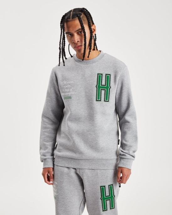 Og Pulse Sweatshirt Hoodrich Grau Meliert/weiß/grün/schwarz