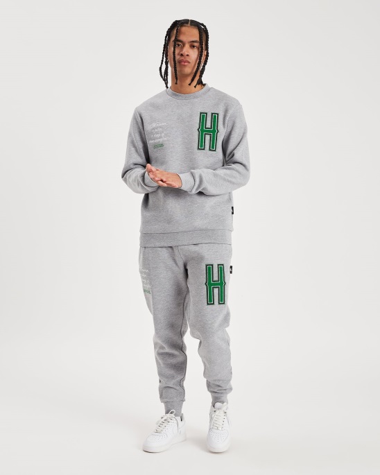 Og Pulse Sweatshirt Hoodrich Grau Meliert/weiß/grün/schwarz