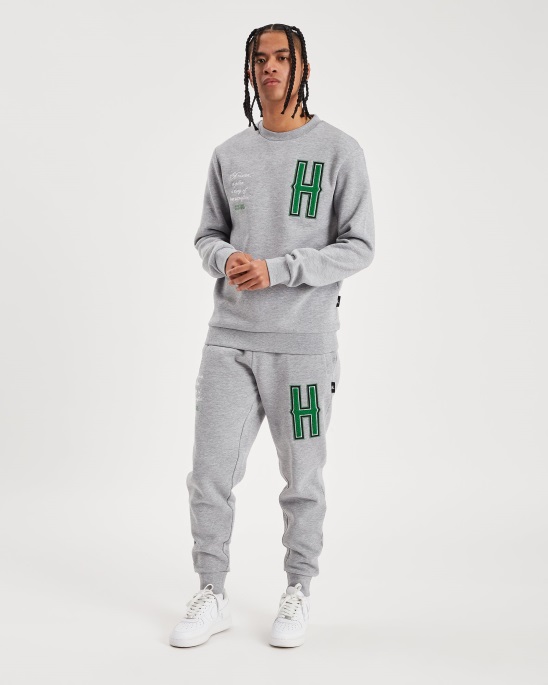 Og Pulse Sweatshirt Hoodrich Grau Meliert/weiß/grün/schwarz