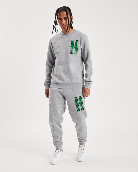 Og Pulse Sweatshirt Hoodrich Grau Meliert/weiß/grün/schwarz