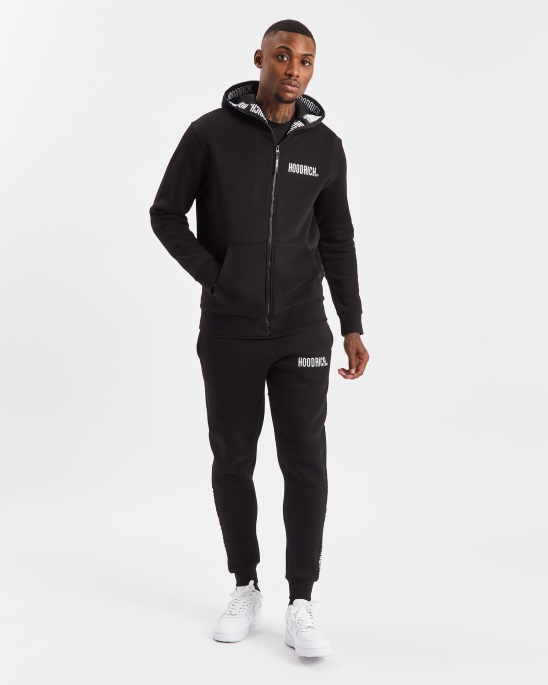 Schwarz/weißer Kapuzenpullover Mit Kapuze Und Durchgehendem Reißverschluss