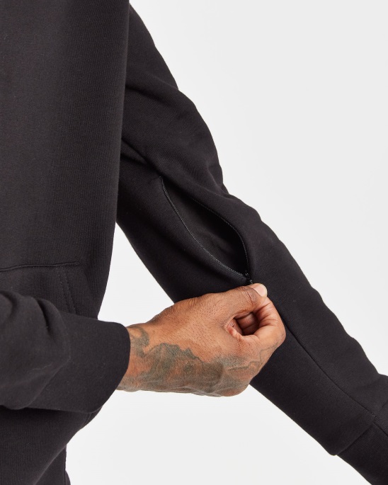 Schwarz/weißer Kapuzenpullover Mit Kapuze Und Durchgehendem Reißverschluss