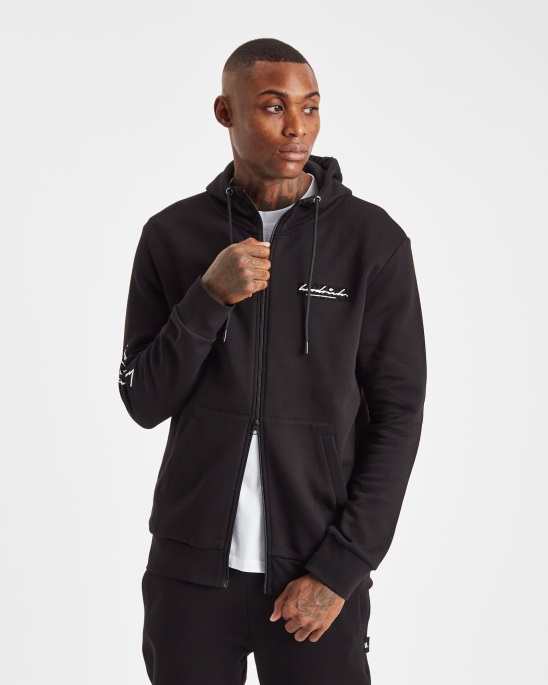 Hoodrich Og Stack Hoodie Mit Reißverschluss Schwarz/weiß