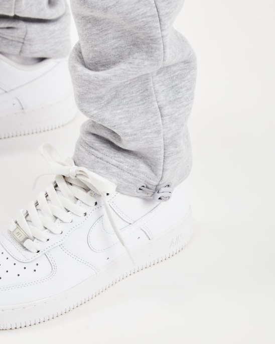 Graumelierte/Weiß/Schwarze Jogginghose Mit Kapuze Und Essenz