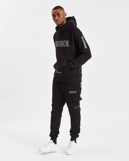 Schwarz/reflektierende Cargo-Jogginghose Mit Kapuze