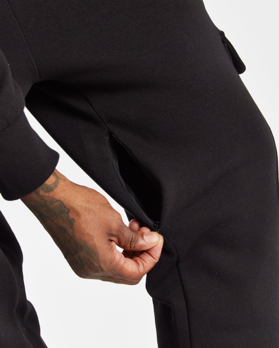 Schwarz/reflektierende Cargo-Jogginghose Mit Kapuze