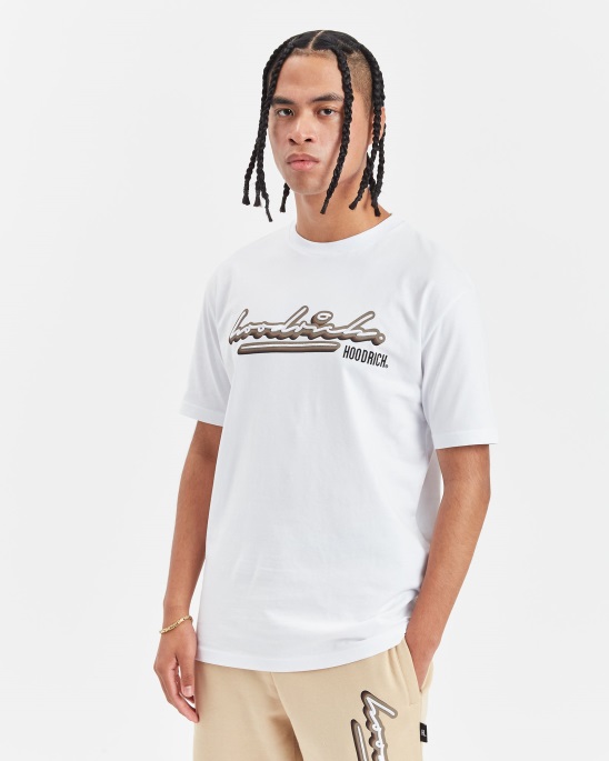 Hoodrich T-Shirt In Weiß/Walnuss/Aztec Und Tinte
