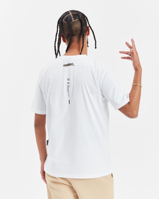 Hoodrich T-Shirt In Weiß/Walnuss/Aztec Und Tinte