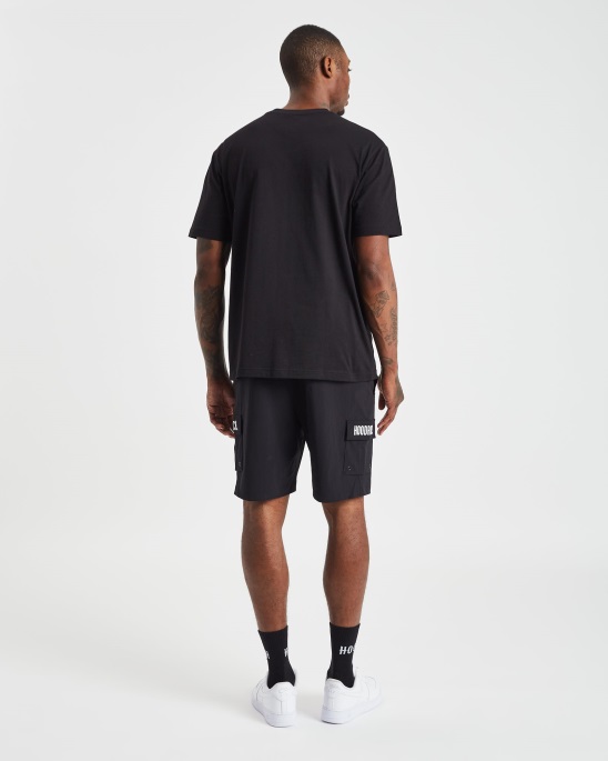 Hoodrich Schwarz/Weiß Und Cargo-Shorts