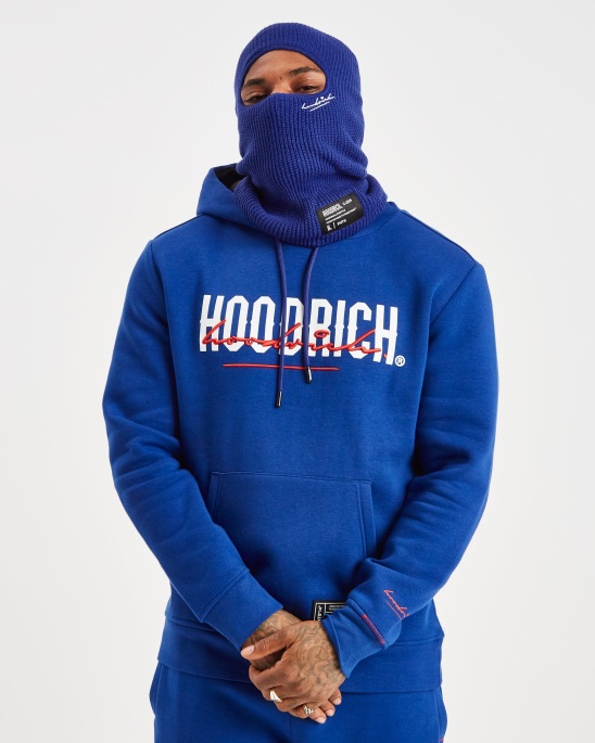 Hoodrich Blau/weiß/schwarz Und Gestrickte Sturmhaube