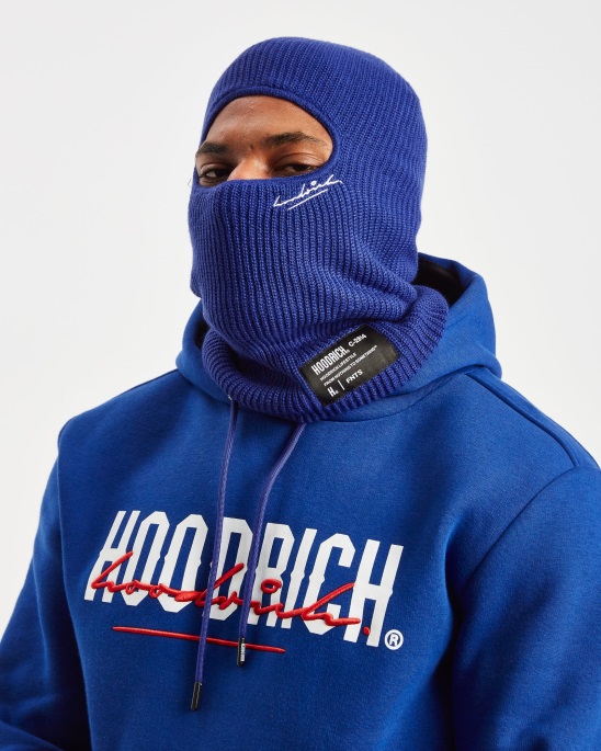Hoodrich Blau/weiß/schwarz Und Gestrickte Sturmhaube