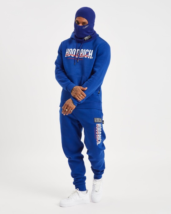 Hoodrich Blau/weiß/schwarz Und Gestrickte Sturmhaube