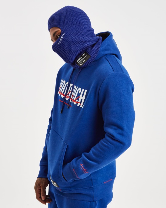 Hoodrich Blau/weiß/schwarz Und Gestrickte Sturmhaube