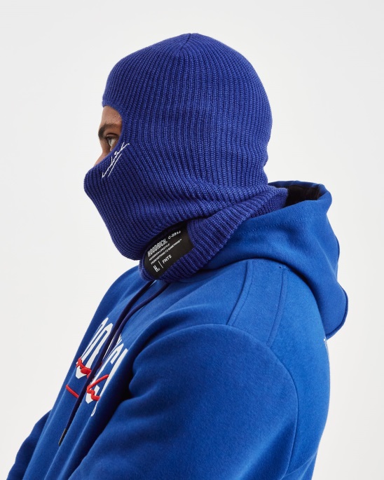 Hoodrich Blau/weiß/schwarz Und Gestrickte Sturmhaube