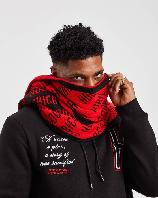 Rot/schwarz/weißer Kapuzenschal Mit Logo