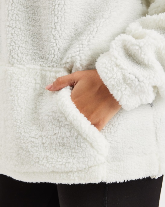 Og Flake Borg Fleece Hoodrich Egret/schwarz