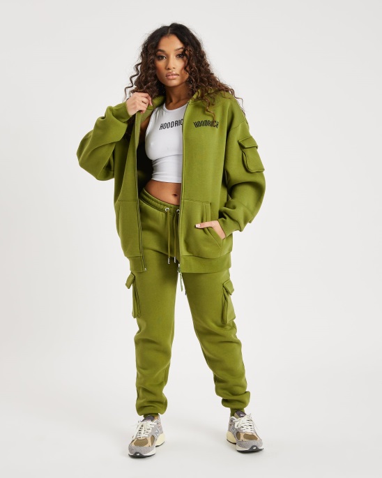 Hoodrich Og Luna Hoodie Mit Durchgehendem Reißverschluss Olivgrün/schwarz