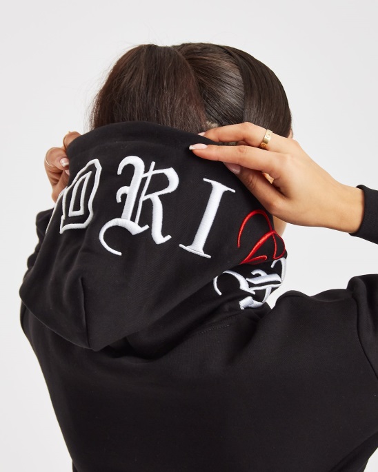 Og Calor Cropped Hoodie Hoodrich Schwarz/weiß/rot