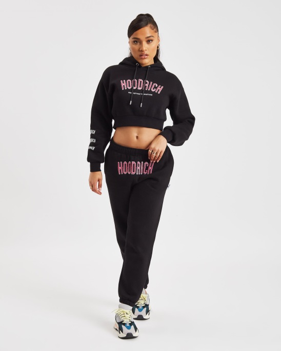 Hoodrich Og Breeze Cropped Hoodie Schwarz/weiß/pink