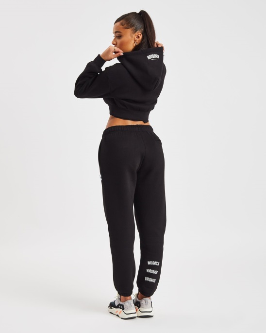Hoodrich Og Breeze Cropped Hoodie Schwarz/weiß/pink