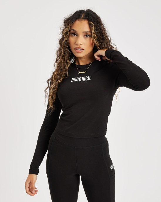 Schwarz/weißes T-Shirt Mit Hoodrich Und Intel L/s (Nachschub).