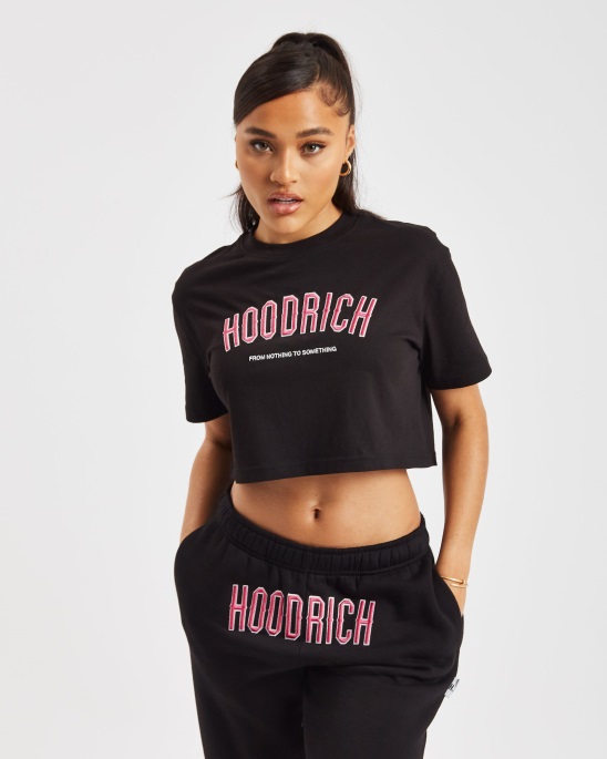 Hoodrich Schwarz/weiß/pink Og Breeze Kurz Geschnittenes T-Shirt
