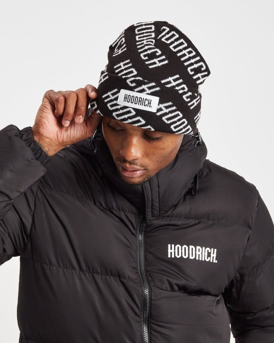 Schwarz/weiße Kapuzenmütze Mit Logo